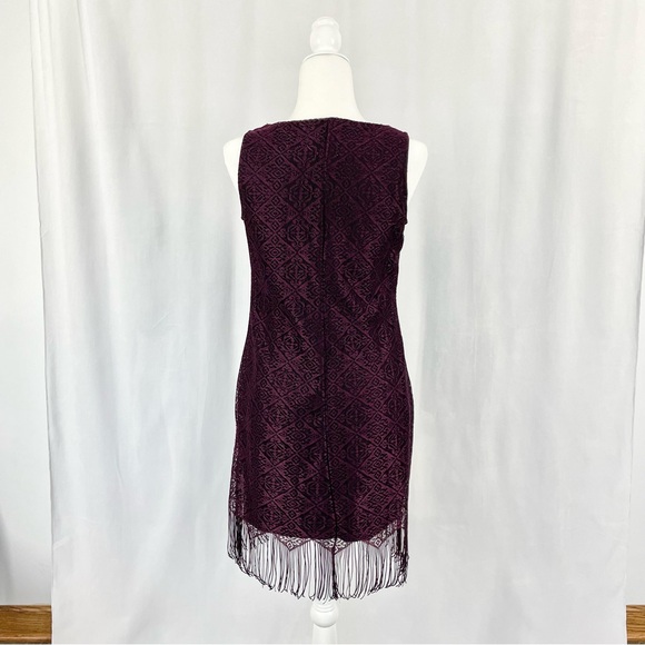 Vintage DBYLtd 20’s Short Sleeve Flapper Gatsby Mini Fringe Dress M Purple Black - Picture 6 of 12